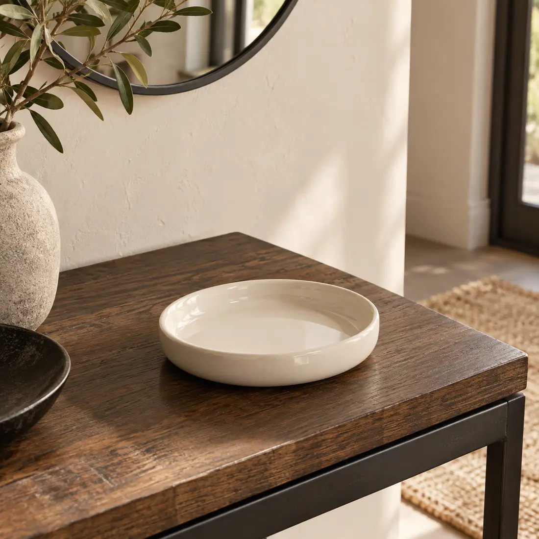 Halo Catchall Dish styled in a home setting