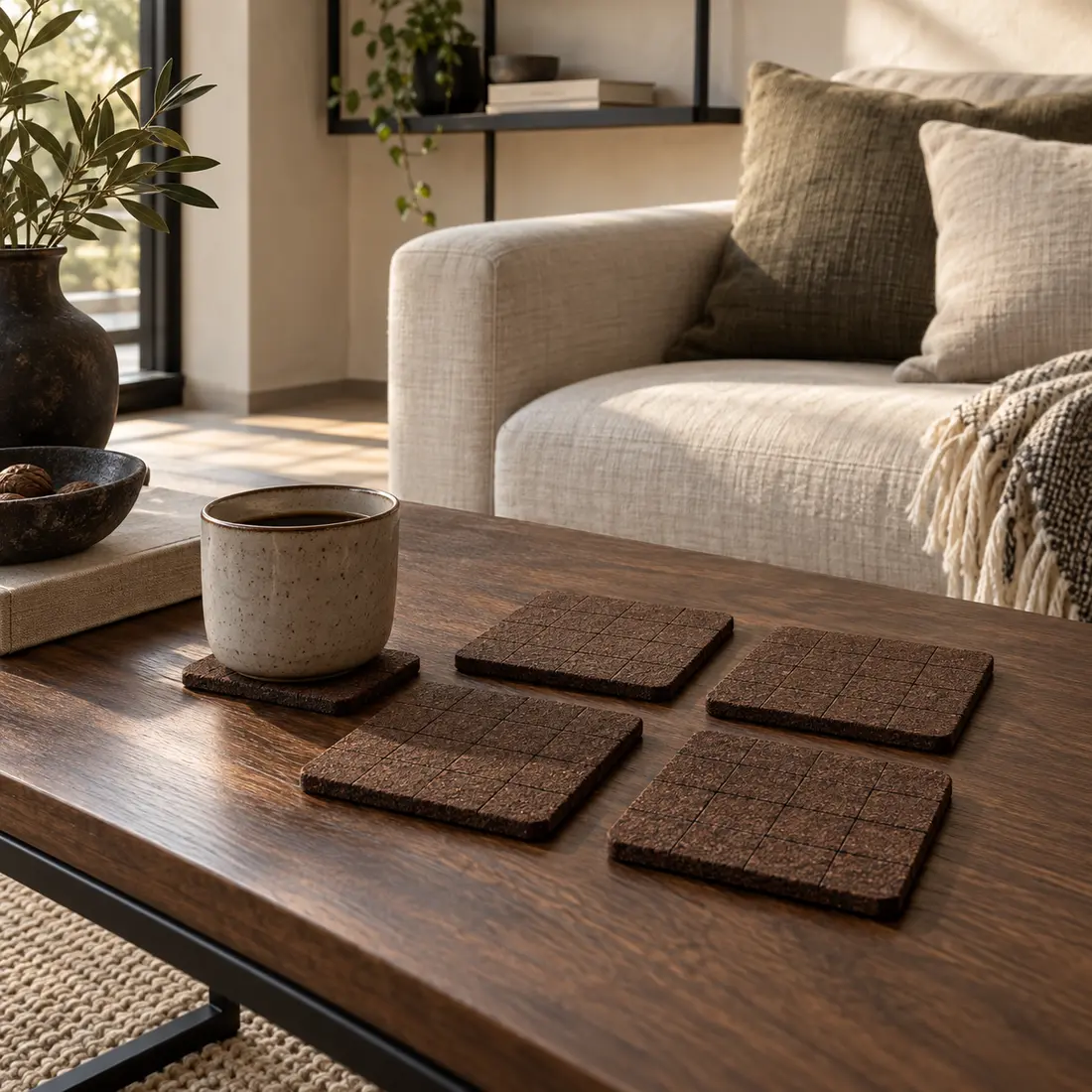 Grid Coaster Set styled in a home setting