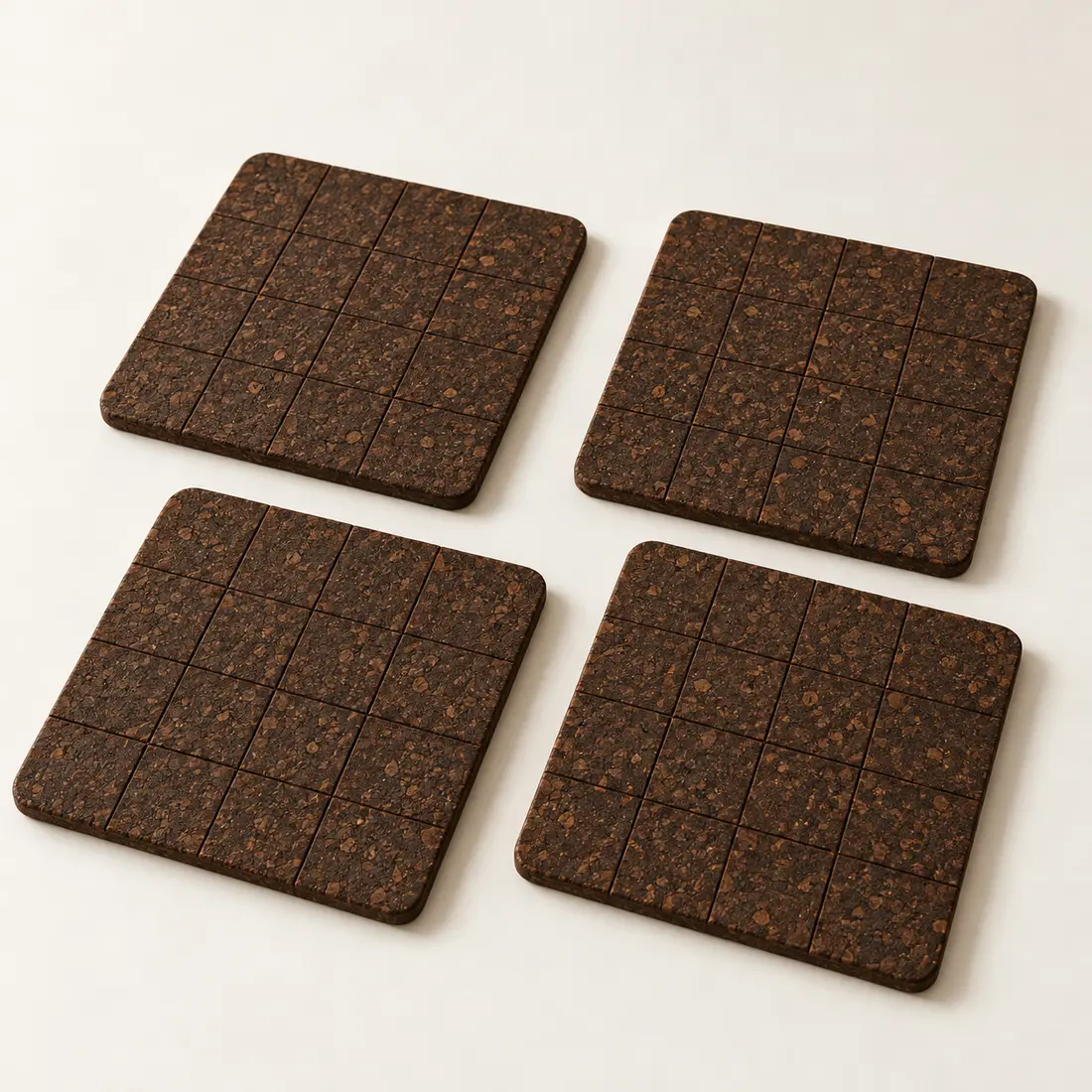 Grid Coaster Set in Dark brown