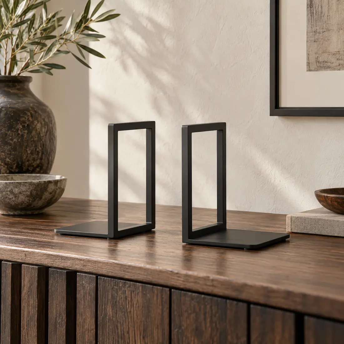 Frame Bookend Pair styled in a home setting