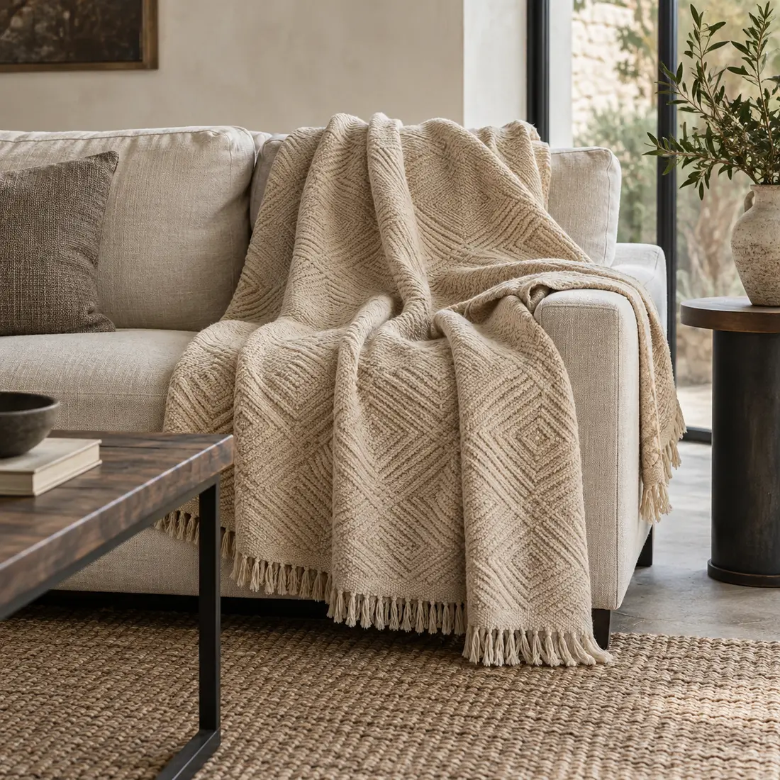 Loom Textured Throw styled in a home setting
