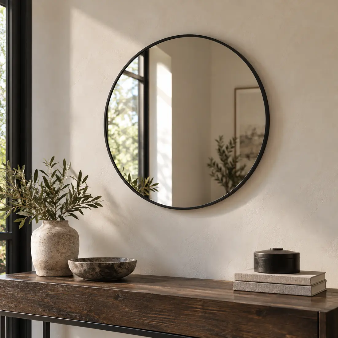 Orbit Wall Mirror styled in a home setting