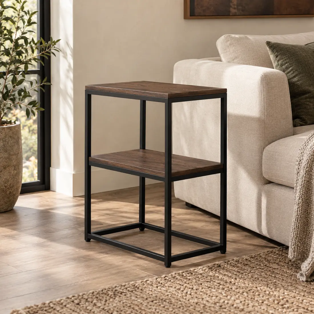 Beam Side Table styled in a home setting