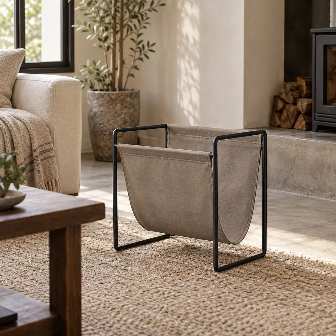 Foundry Magazine Rack styled in a home setting