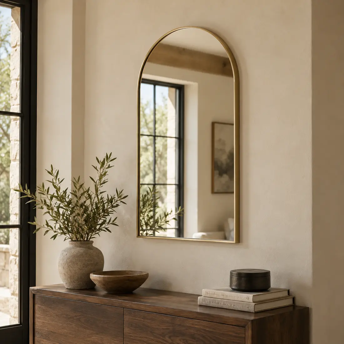 Contour Wall Mirror styled in a home setting